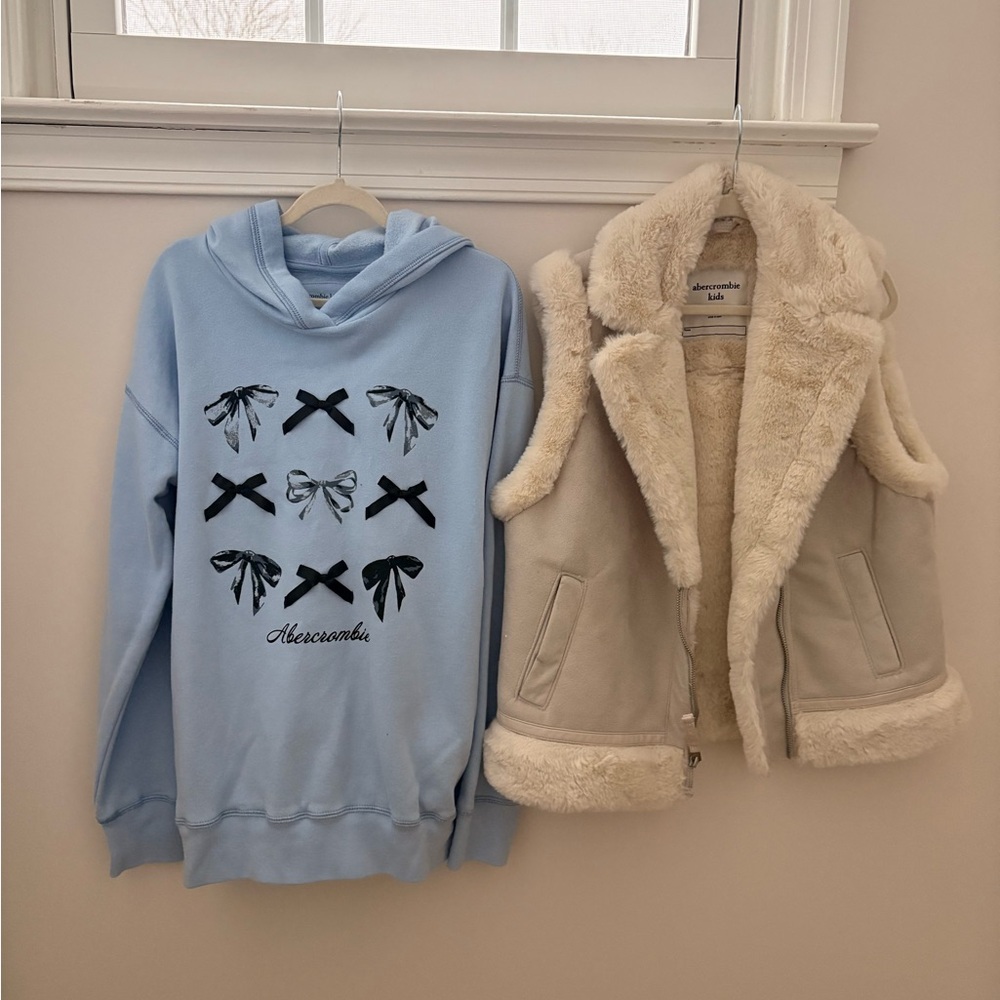 Abercrombie Kids Blue Hoodie and Cream Vest Bundle